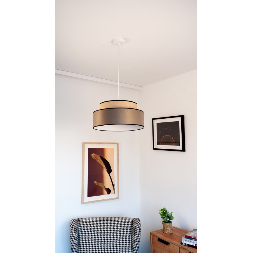Candeeiro suspenso GRACE 1xE27/60W/230V bege/castanho