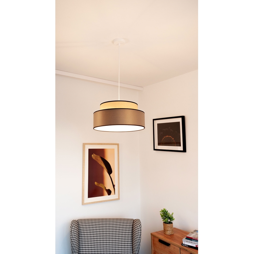 Candeeiro suspenso GRACE 1xE27/60W/230V bege/castanho