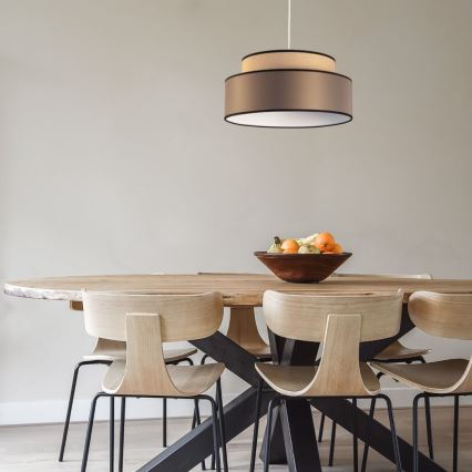 Candeeiro suspenso GRACE 1xE27/60W/230V bege/castanho