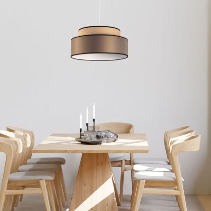 Candeeiro suspenso GRACE 1xE27/60W/230V bege/castanho