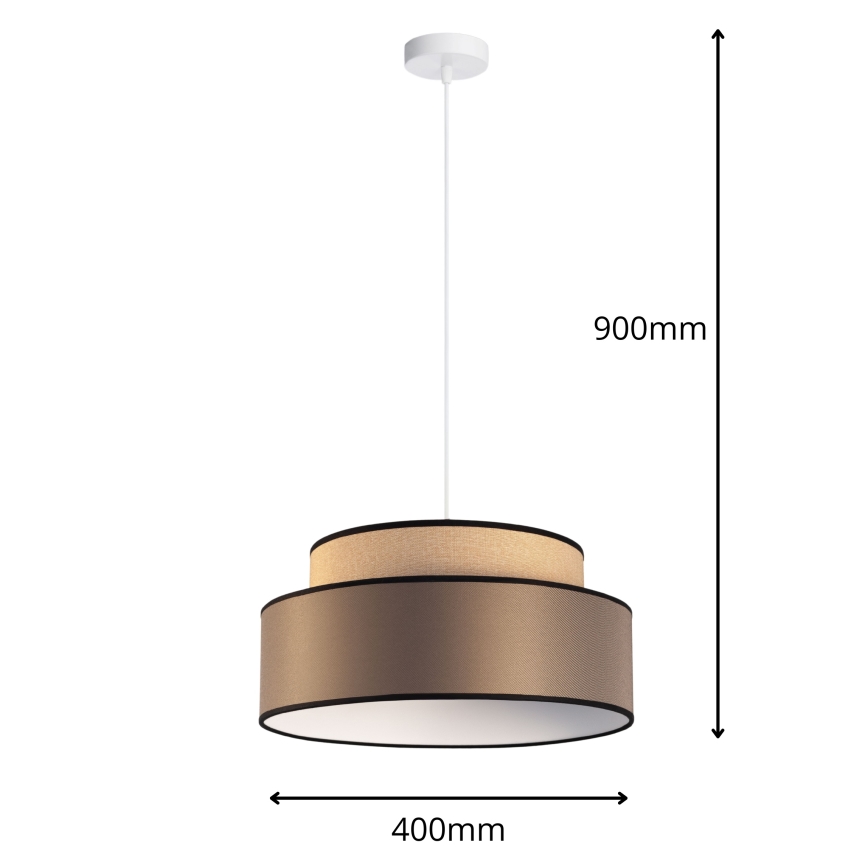 Candeeiro suspenso GRACE 1xE27/60W/230V bege/castanho