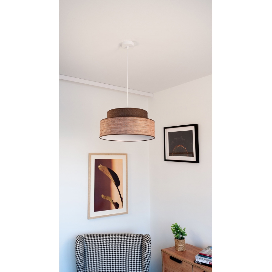 Candeeiro suspenso GRACE 1xE27/60W/230V castanho/bege