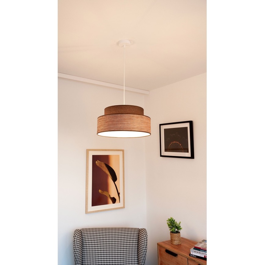 Candeeiro suspenso GRACE 1xE27/60W/230V castanho/bege