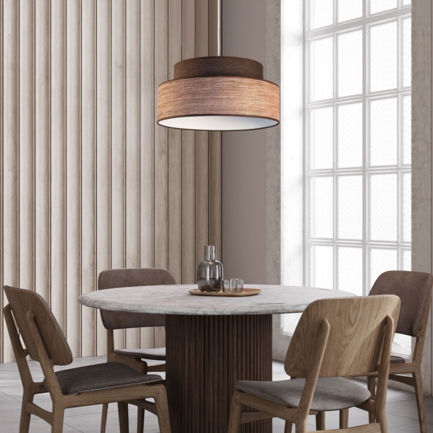 Candeeiro suspenso GRACE 1xE27/60W/230V castanho/bege