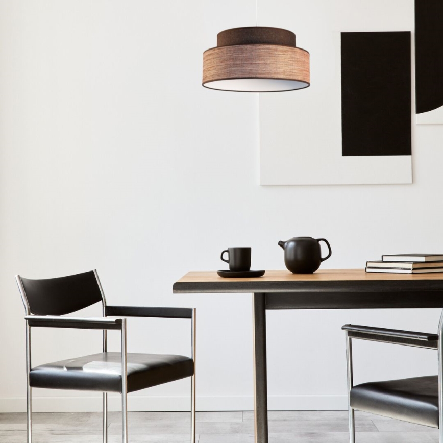 Candeeiro suspenso GRACE 1xE27/60W/230V castanho/bege