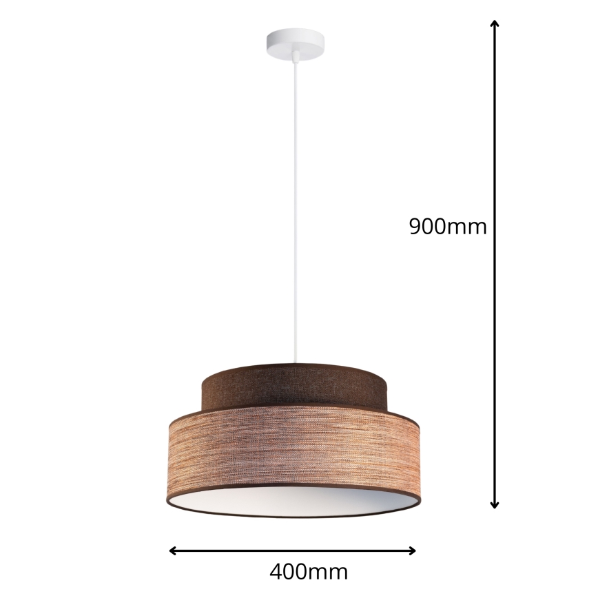 Candeeiro suspenso GRACE 1xE27/60W/230V castanho/bege