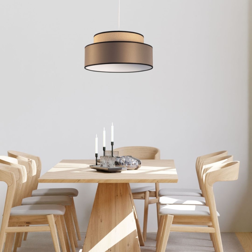 Candeeiro suspenso GRACE 1xE27/60W/230V diâmetro 40 cm bege/castanho