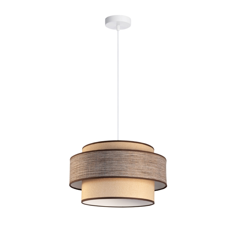 Candeeiro suspenso GRACE 1xE27/60W/230V diâmetro 40 cm bege/castanho