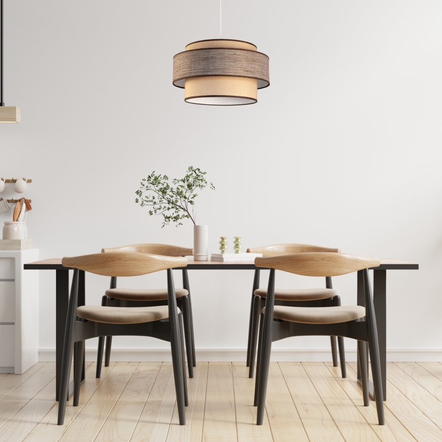 Candeeiro suspenso GRACE 1xE27/60W/230V diâmetro 40 cm bege/castanho