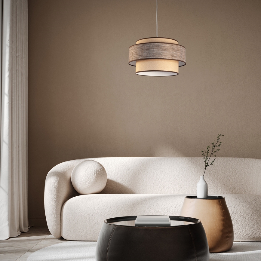 Candeeiro suspenso GRACE 1xE27/60W/230V diâmetro 40 cm bege/castanho