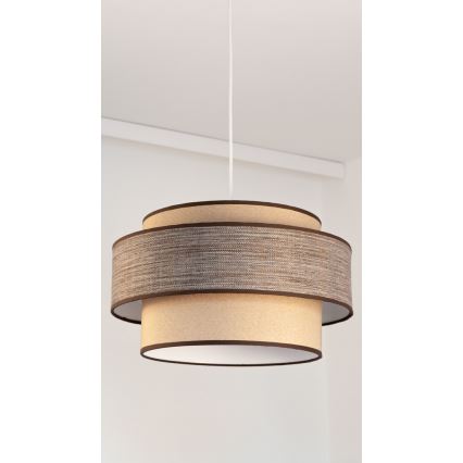 Candeeiro suspenso GRACE 1xE27/60W/230V diâmetro 40 cm bege/castanho