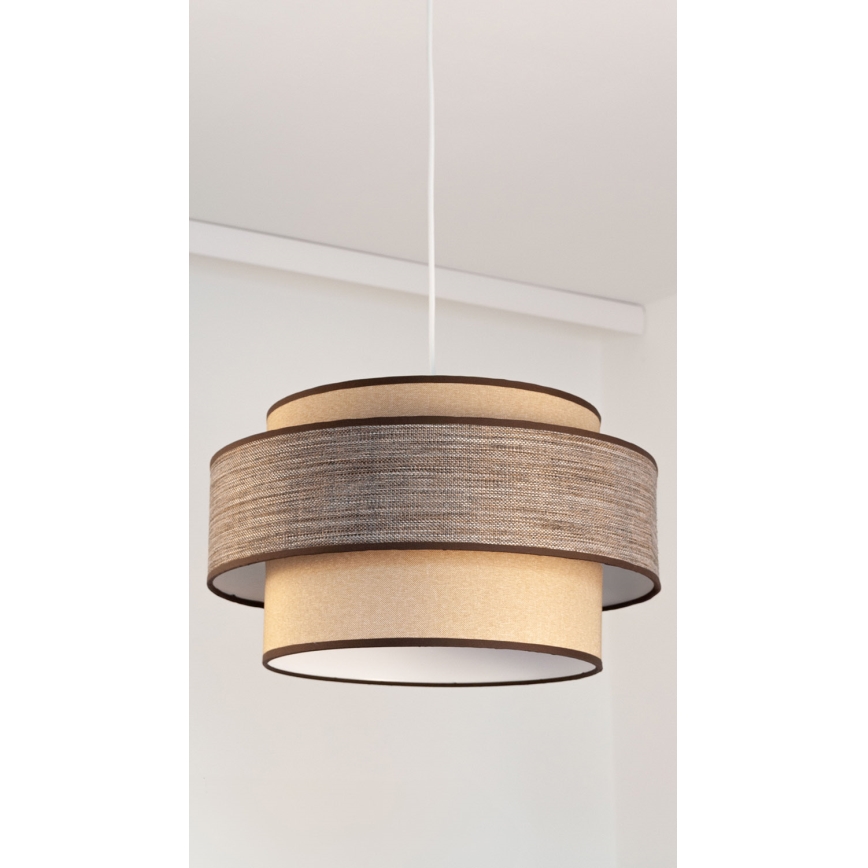 Candeeiro suspenso GRACE 1xE27/60W/230V diâmetro 40 cm bege/castanho