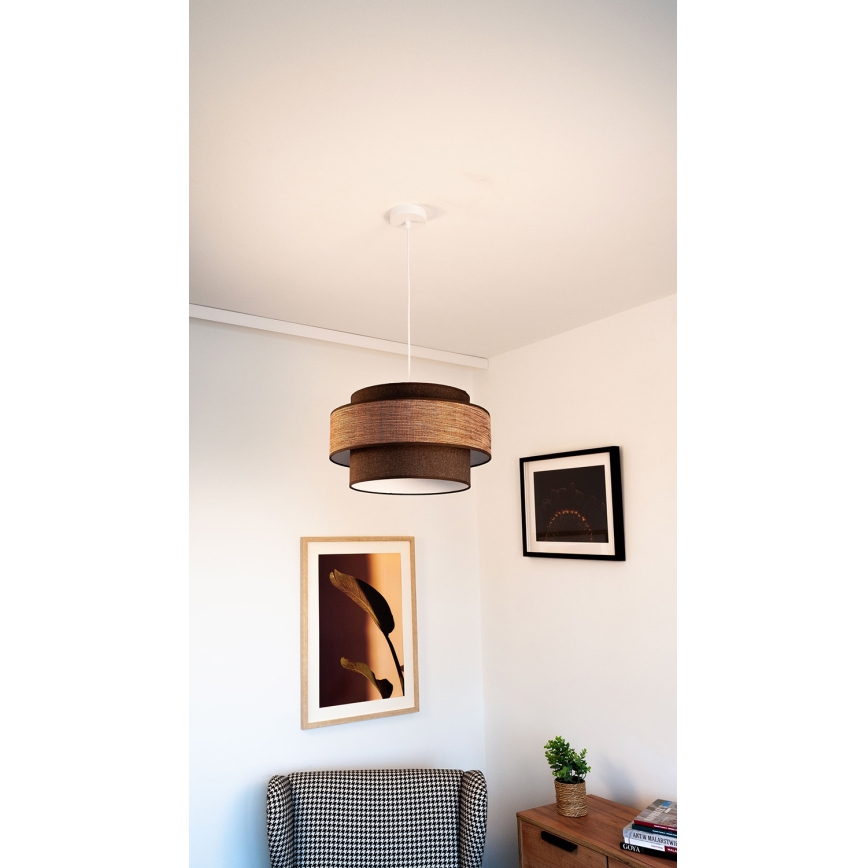 Candeeiro suspenso GRACE 1xE27/60W/230V diâmetro 40 cm castanho/bege