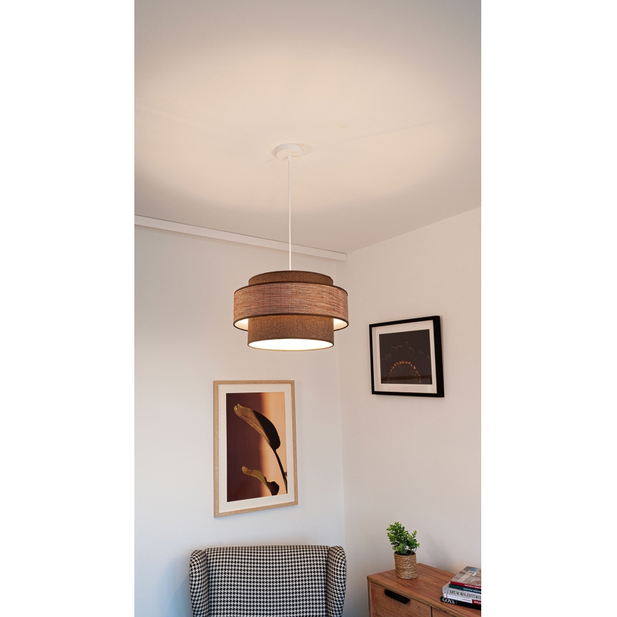 Candeeiro suspenso GRACE 1xE27/60W/230V diâmetro 40 cm castanho/bege