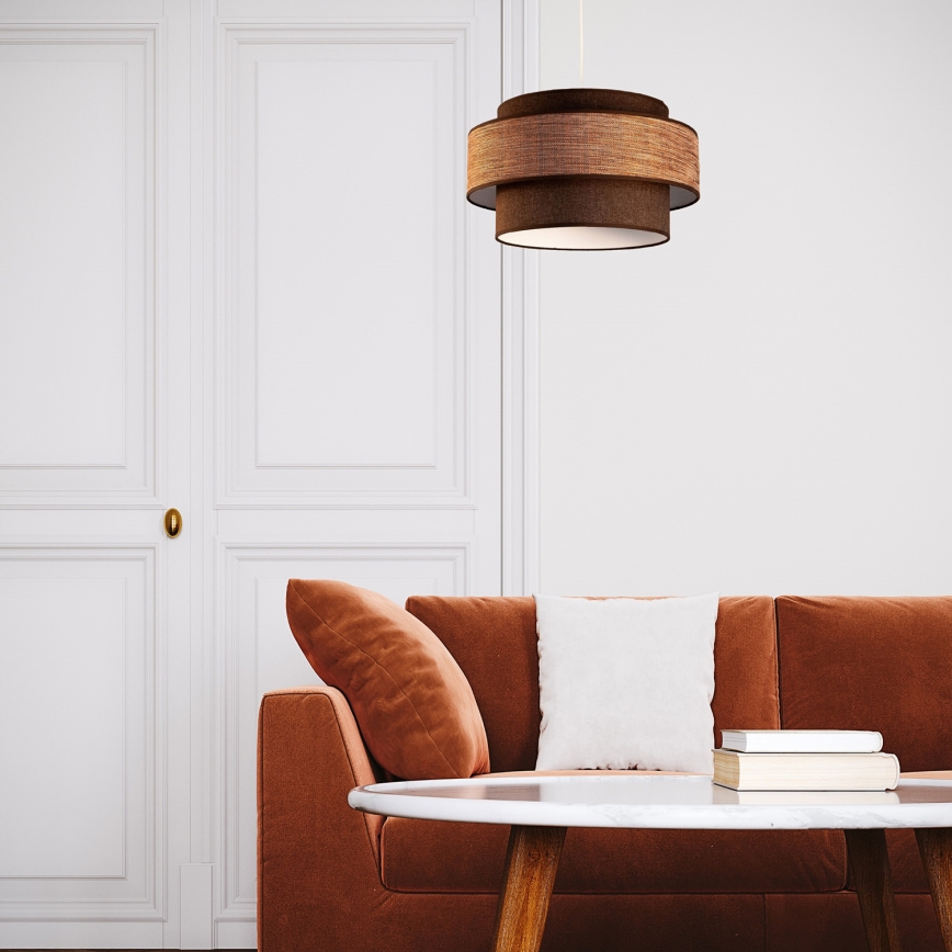 Candeeiro suspenso GRACE 1xE27/60W/230V diâmetro 40 cm castanho/bege