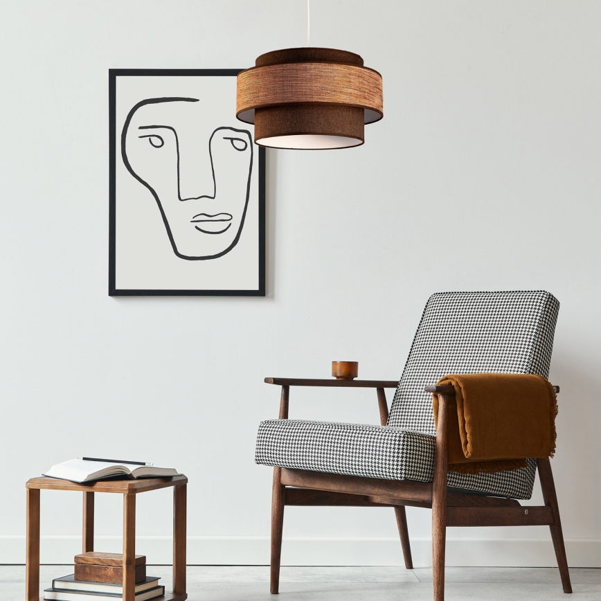 Candeeiro suspenso GRACE 1xE27/60W/230V diâmetro 40 cm castanho/bege