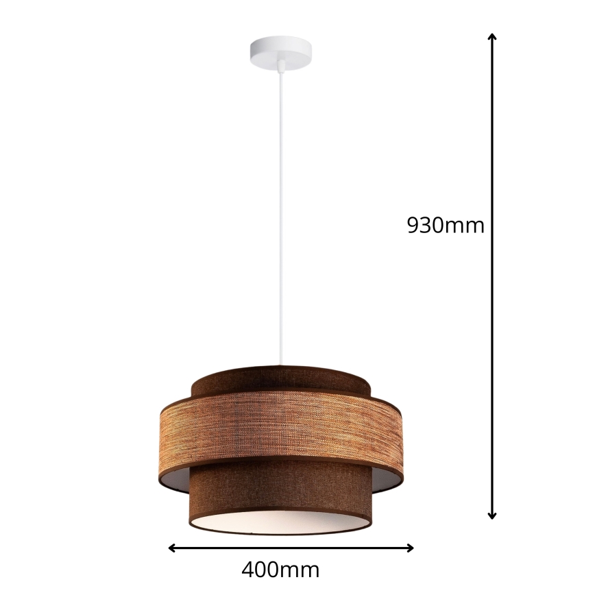 Candeeiro suspenso GRACE 1xE27/60W/230V diâmetro 40 cm castanho/bege