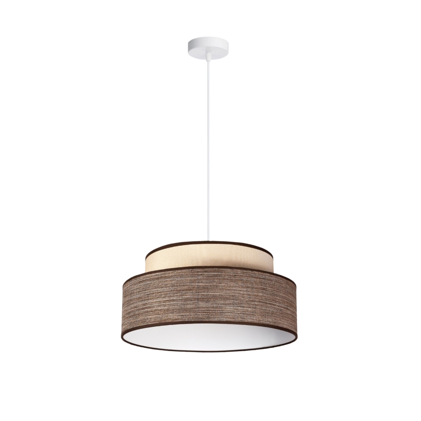 Candeeiro suspenso GRACE 1xE27/60W/230V diâmetro 40 cm creme/castanho