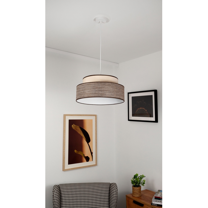 Candeeiro suspenso GRACE 1xE27/60W/230V diâmetro 40 cm creme/castanho