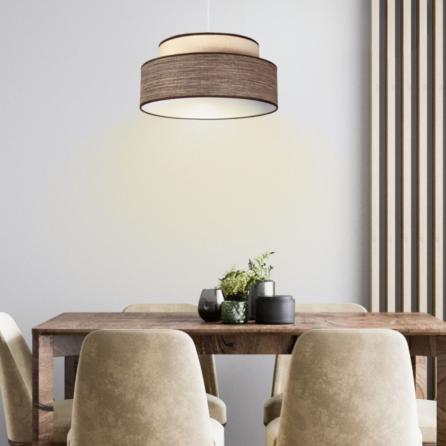 Candeeiro suspenso GRACE 1xE27/60W/230V diâmetro 40 cm creme/castanho