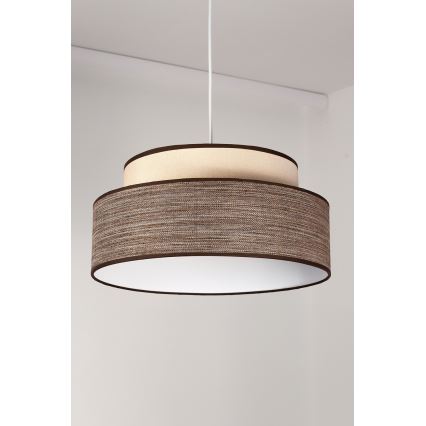 Candeeiro suspenso GRACE 1xE27/60W/230V diâmetro 40 cm creme/castanho
