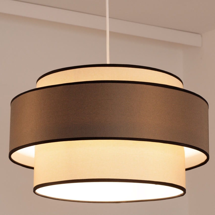 Candeeiro suspenso GRACE 1xE27/60W/230V diâmetro 40 cm creme/castanho
