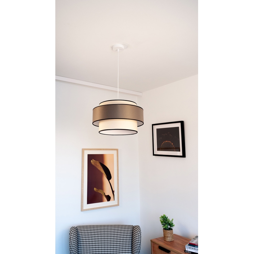 Candeeiro suspenso GRACE 1xE27/60W/230V diâmetro 40 cm creme/castanho