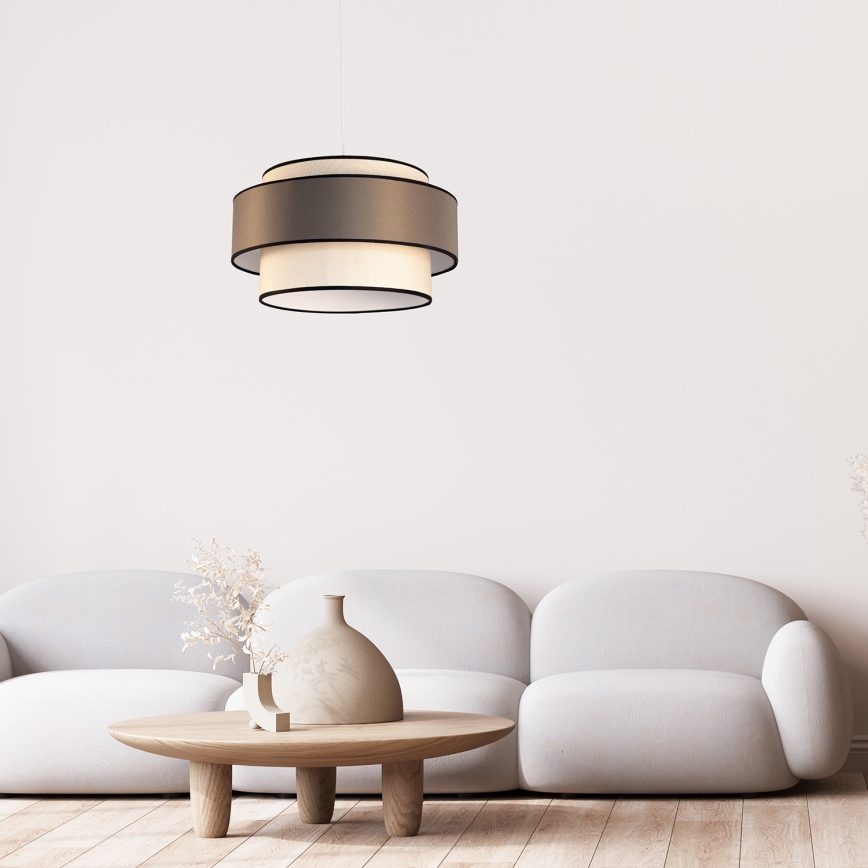 Candeeiro suspenso GRACE 1xE27/60W/230V diâmetro 40 cm creme/castanho