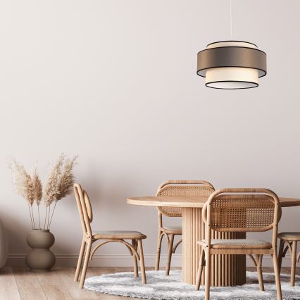 Candeeiro suspenso GRACE 1xE27/60W/230V diâmetro 40 cm creme/castanho