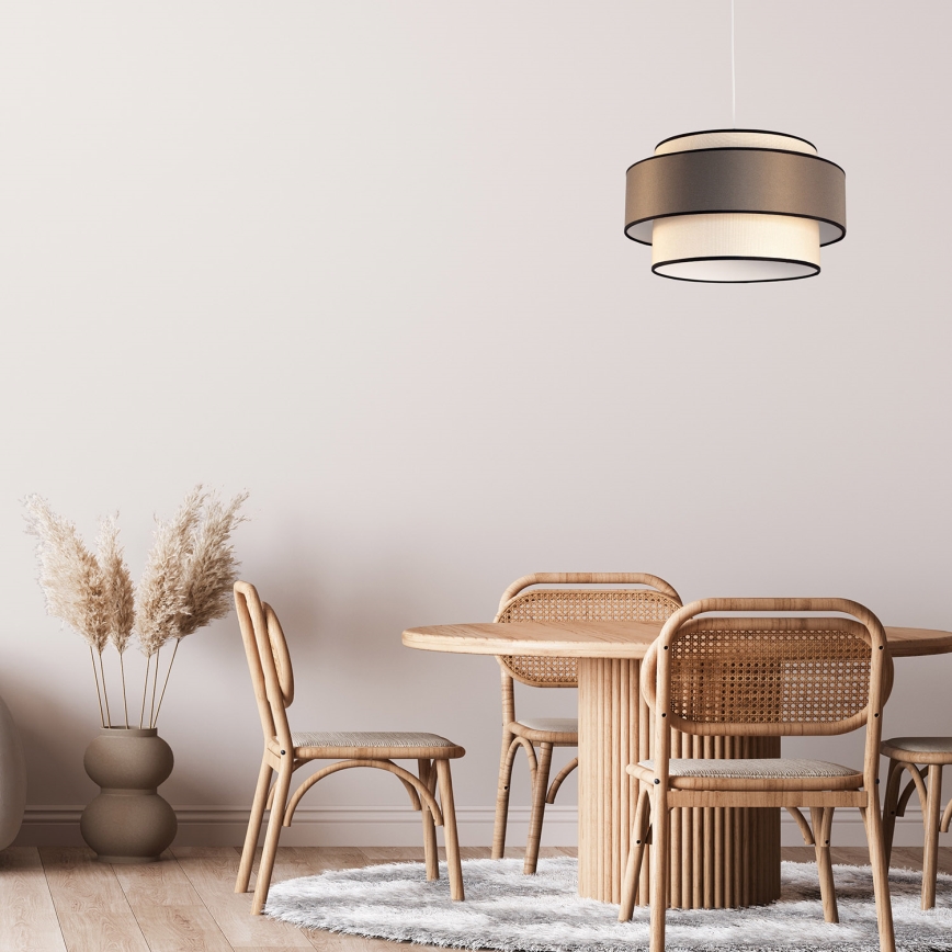 Candeeiro suspenso GRACE 1xE27/60W/230V diâmetro 40 cm creme/castanho