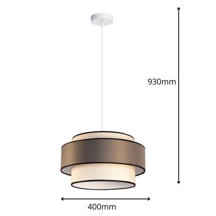Candeeiro suspenso GRACE 1xE27/60W/230V diâmetro 40 cm creme/castanho