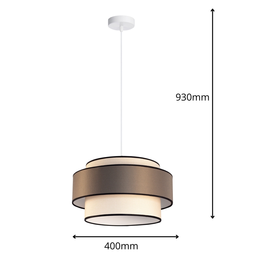 Candeeiro suspenso GRACE 1xE27/60W/230V diâmetro 40 cm creme/castanho