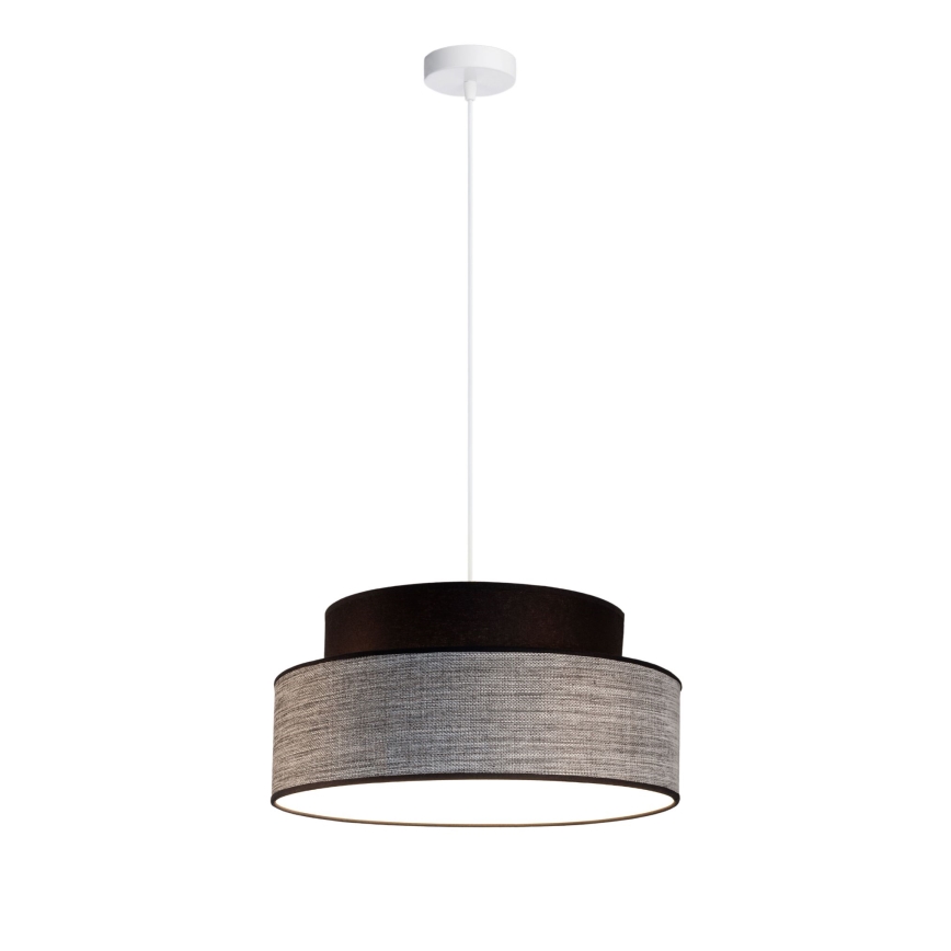 Candeeiro suspenso GRACE 1xE27/60W/230V diâmetro 40 cm preto/cinzento