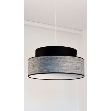 Candeeiro suspenso GRACE 1xE27/60W/230V diâmetro 40 cm preto/cinzento