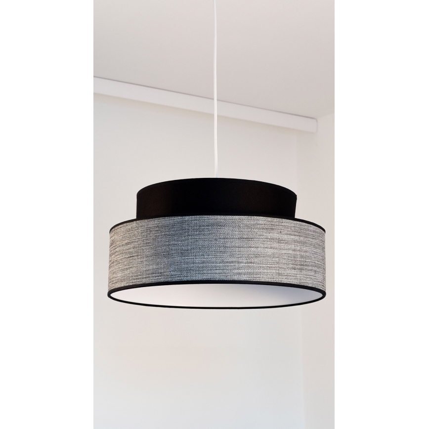 Candeeiro suspenso GRACE 1xE27/60W/230V diâmetro 40 cm preto/cinzento