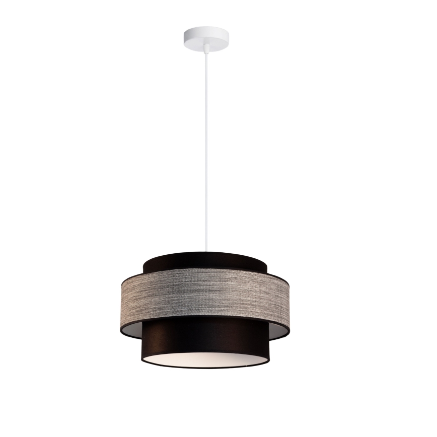 Candeeiro suspenso GRACE 1xE27/60W/230V diâmetro 40 cm preto/cinzento