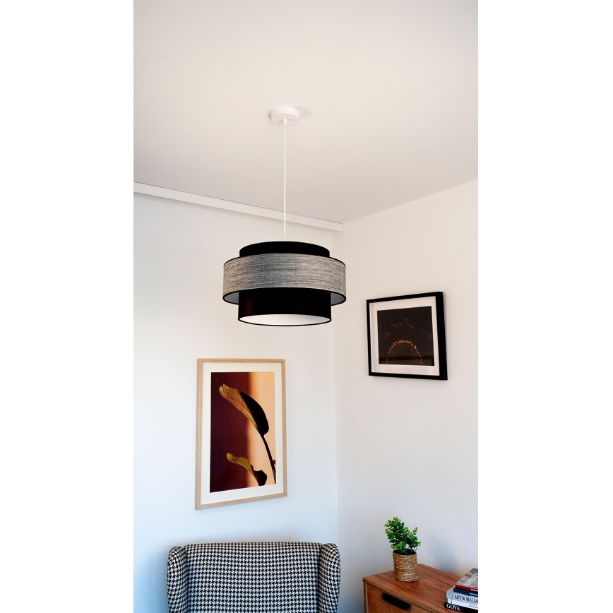 Candeeiro suspenso GRACE 1xE27/60W/230V diâmetro 40 cm preto/cinzento
