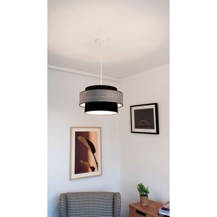 Candeeiro suspenso GRACE 1xE27/60W/230V diâmetro 40 cm preto/cinzento