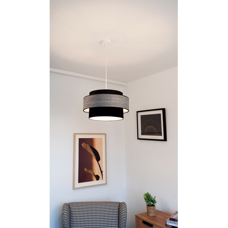 Candeeiro suspenso GRACE 1xE27/60W/230V diâmetro 40 cm preto/cinzento