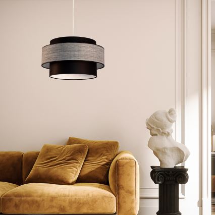 Candeeiro suspenso GRACE 1xE27/60W/230V diâmetro 40 cm preto/cinzento