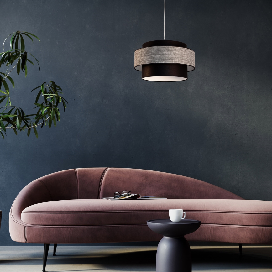 Candeeiro suspenso GRACE 1xE27/60W/230V diâmetro 40 cm preto/cinzento