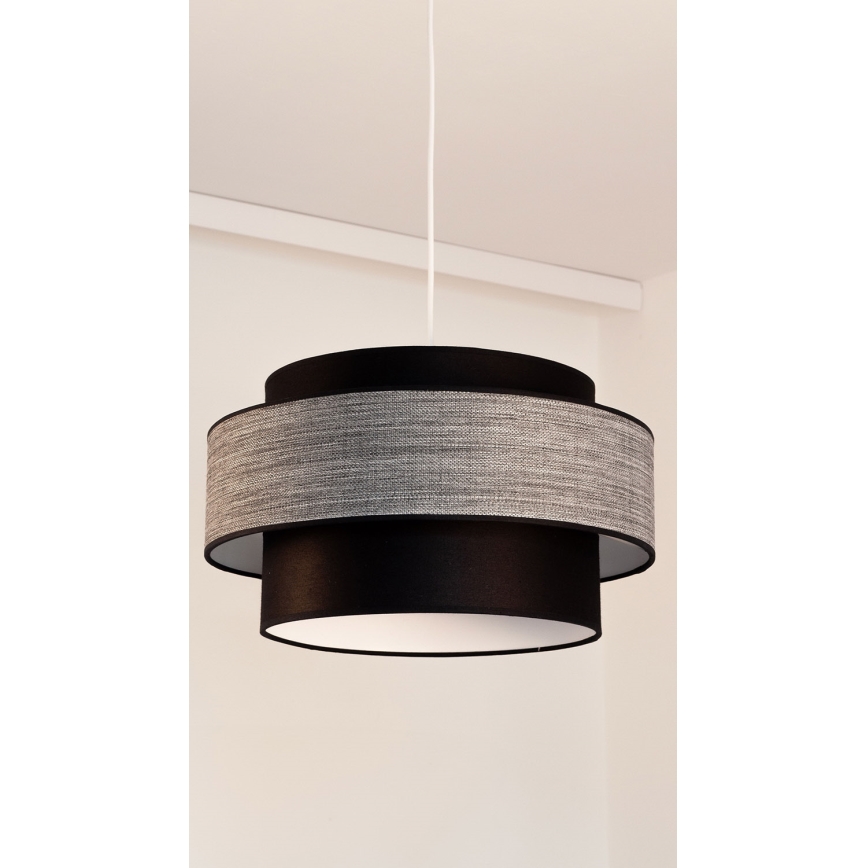Candeeiro suspenso GRACE 1xE27/60W/230V diâmetro 40 cm preto/cinzento