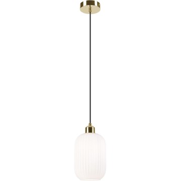 Candeeiro suspenso HARMA 1xE27/15W/230V diâmetro 14 cm branco/dourado