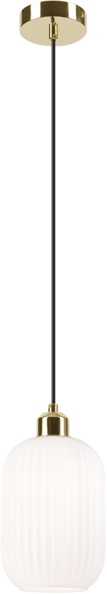 Candeeiro suspenso HARMA 1xE27/15W/230V diâmetro 14 cm branco/dourado