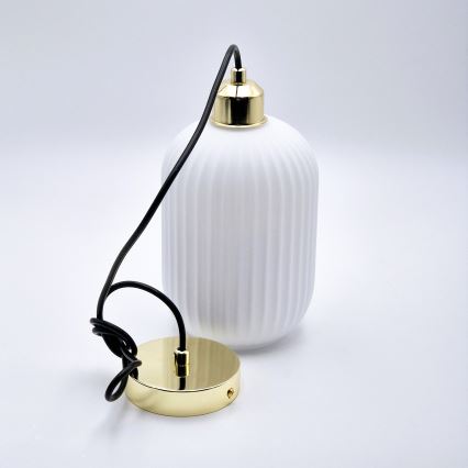 Candeeiro suspenso HARMA 1xE27/15W/230V diâmetro 14 cm branco/dourado