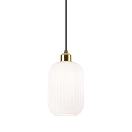 Candeeiro suspenso HARMA 1xE27/15W/230V diâmetro 14 cm branco/dourado
