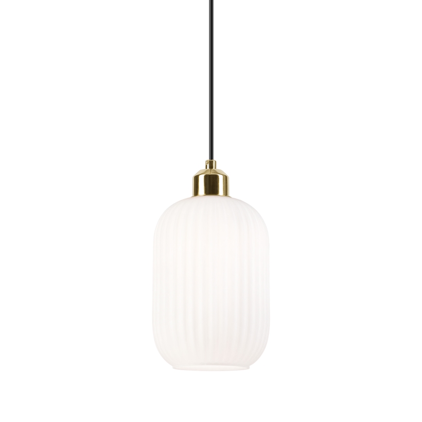 Candeeiro suspenso HARMA 1xE27/15W/230V diâmetro 14 cm branco/dourado