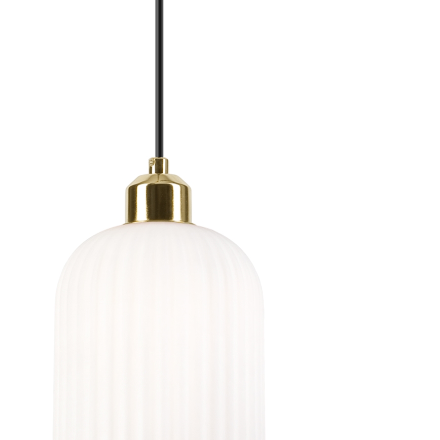 Candeeiro suspenso HARMA 1xE27/15W/230V diâmetro 14 cm branco/dourado