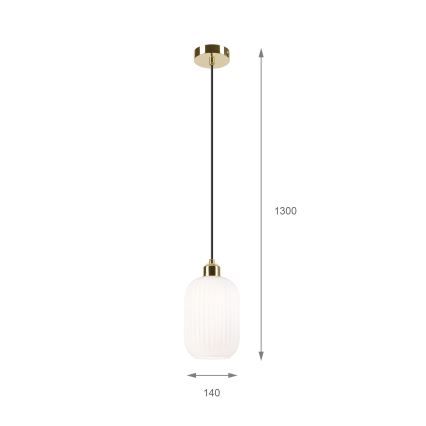 Candeeiro suspenso HARMA 1xE27/15W/230V diâmetro 14 cm branco/dourado
