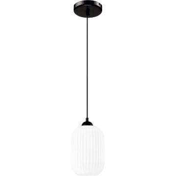 Candeeiro suspenso HARMA 1xE27/15W/230V diâmetro 14 cm branco/preto